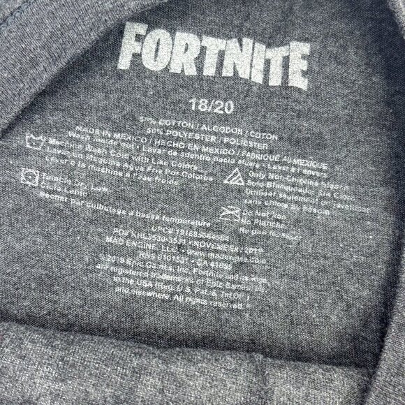 FORTNITE Vertex T-Shirt Men's Heathered Grey Gamer Shirt XL Boys - Picture 3 of 4